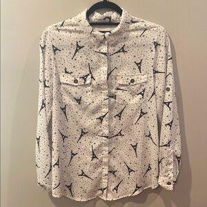 Karl Lagerfeld White and Black Eiffel Tower Blouse